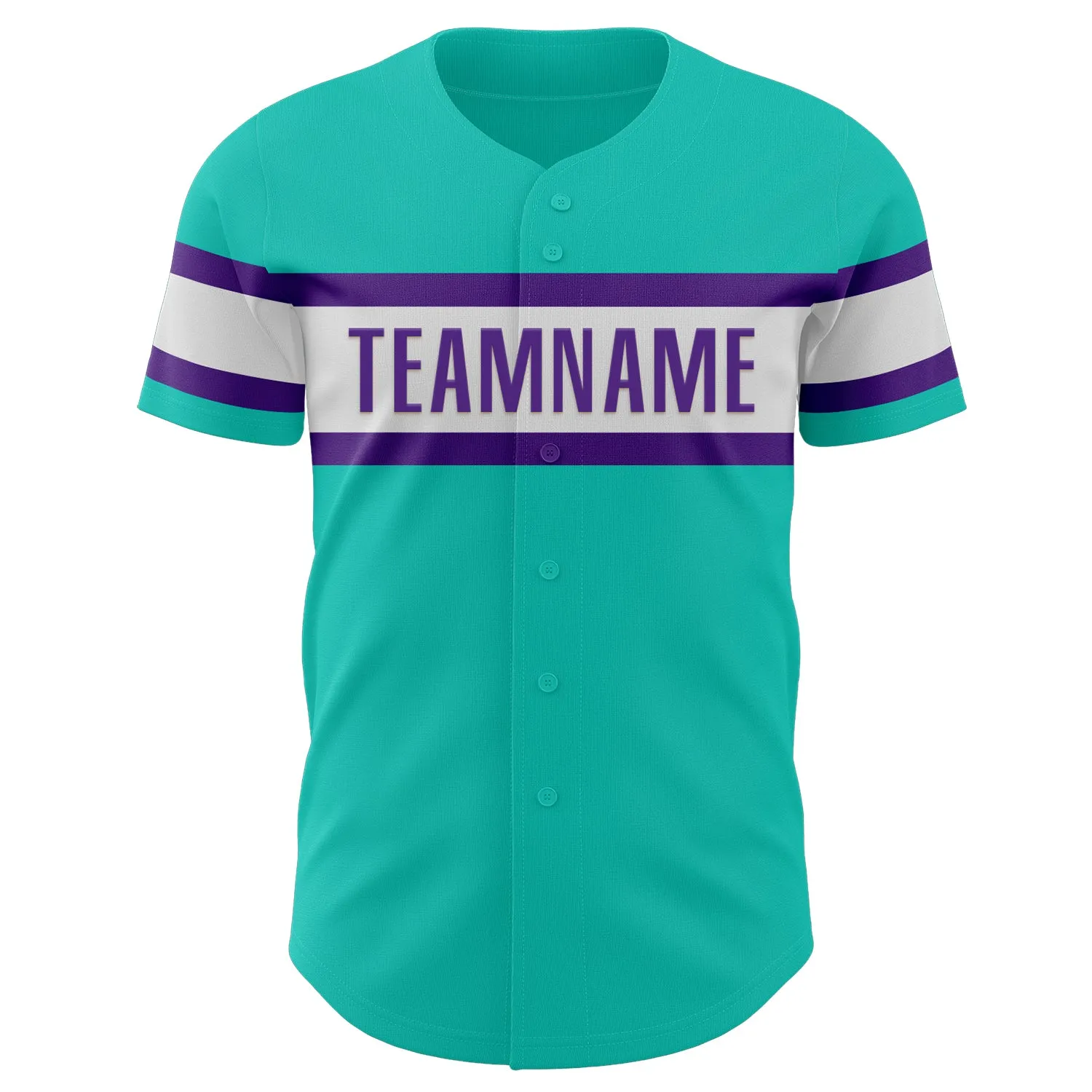 Custom Aqua White-Purple Authentic Baseball Jersey