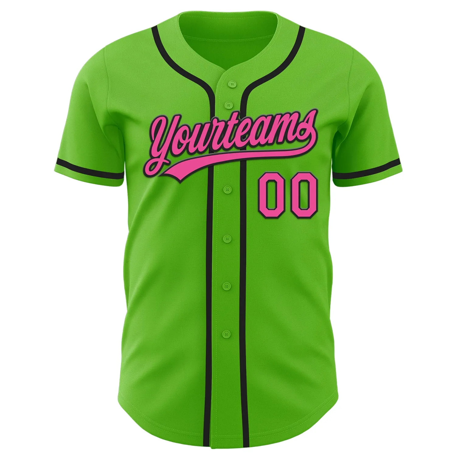 Custom Aurora Green Pink-Black Authentic Baseball Jersey