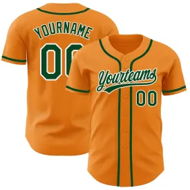 Custom Bay Orange Green-White Authentic Baseball Jersey