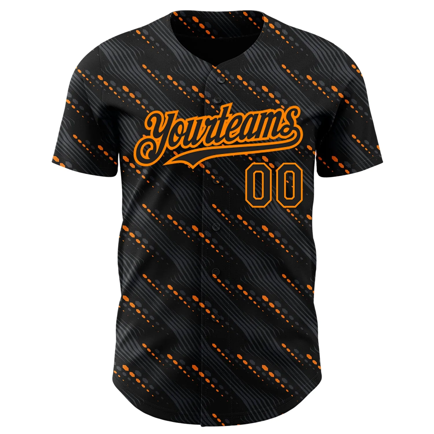 Custom Black Bay Orange 3D Pattern Design Slant Lines Authentic Baseball Jersey