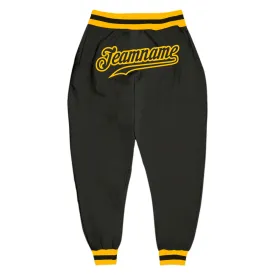 Custom Black Black-Gold Sports Pants