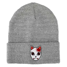 Demon Slayer - Fox Warding Mask Cuff Beanie Hat (Gray, Embroidered) - Bioworld