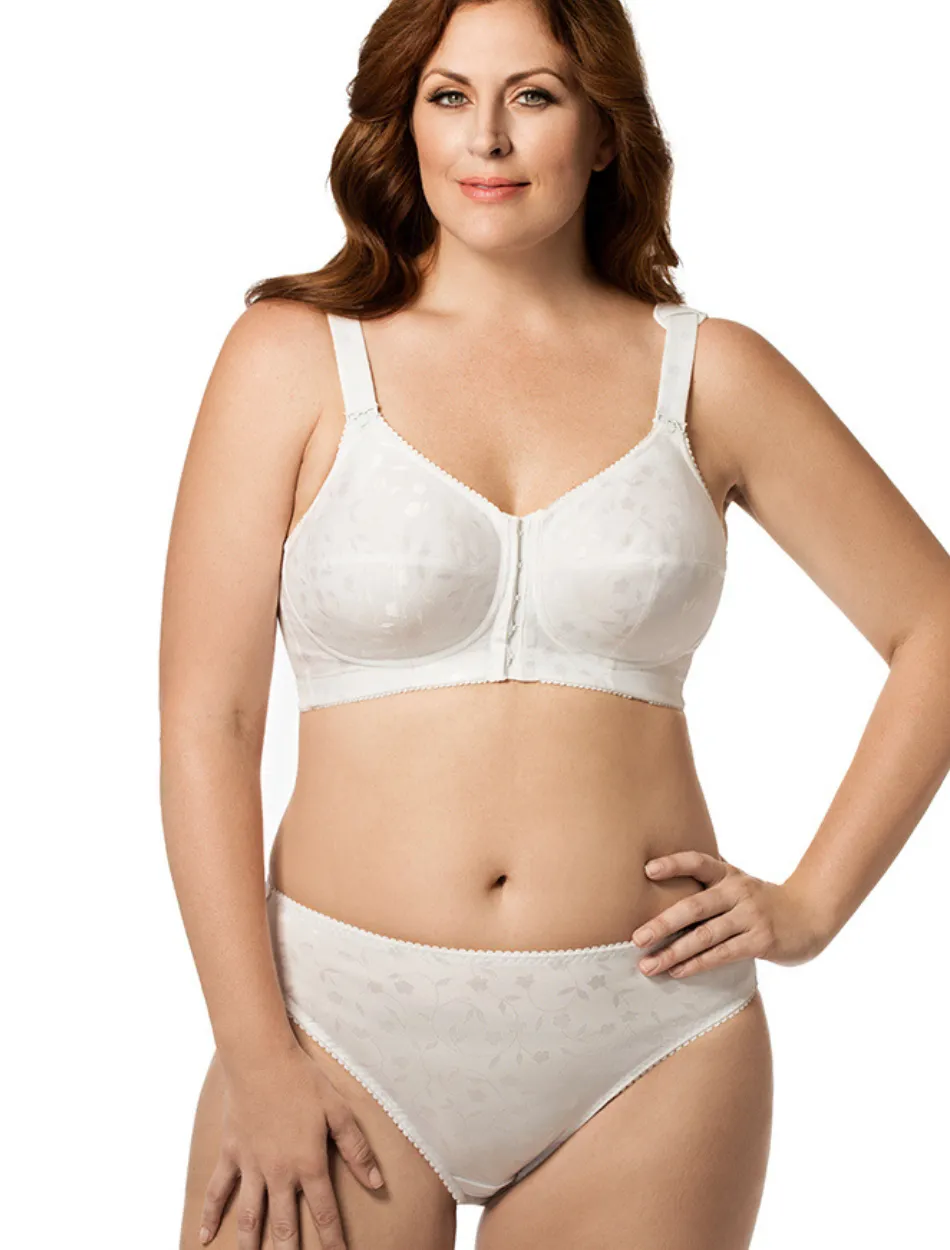 Elila Jacquard Front Close Soft Cup Bra, White | White Front Closure Bras | White Front Fastening Bras