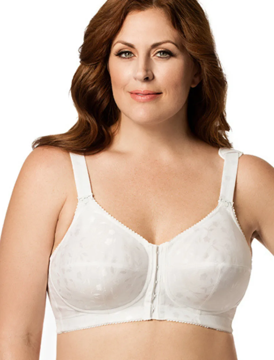 Elila Jacquard Front Close Soft Cup Bra, White | White Front Closure Bras | White Front Fastening Bras