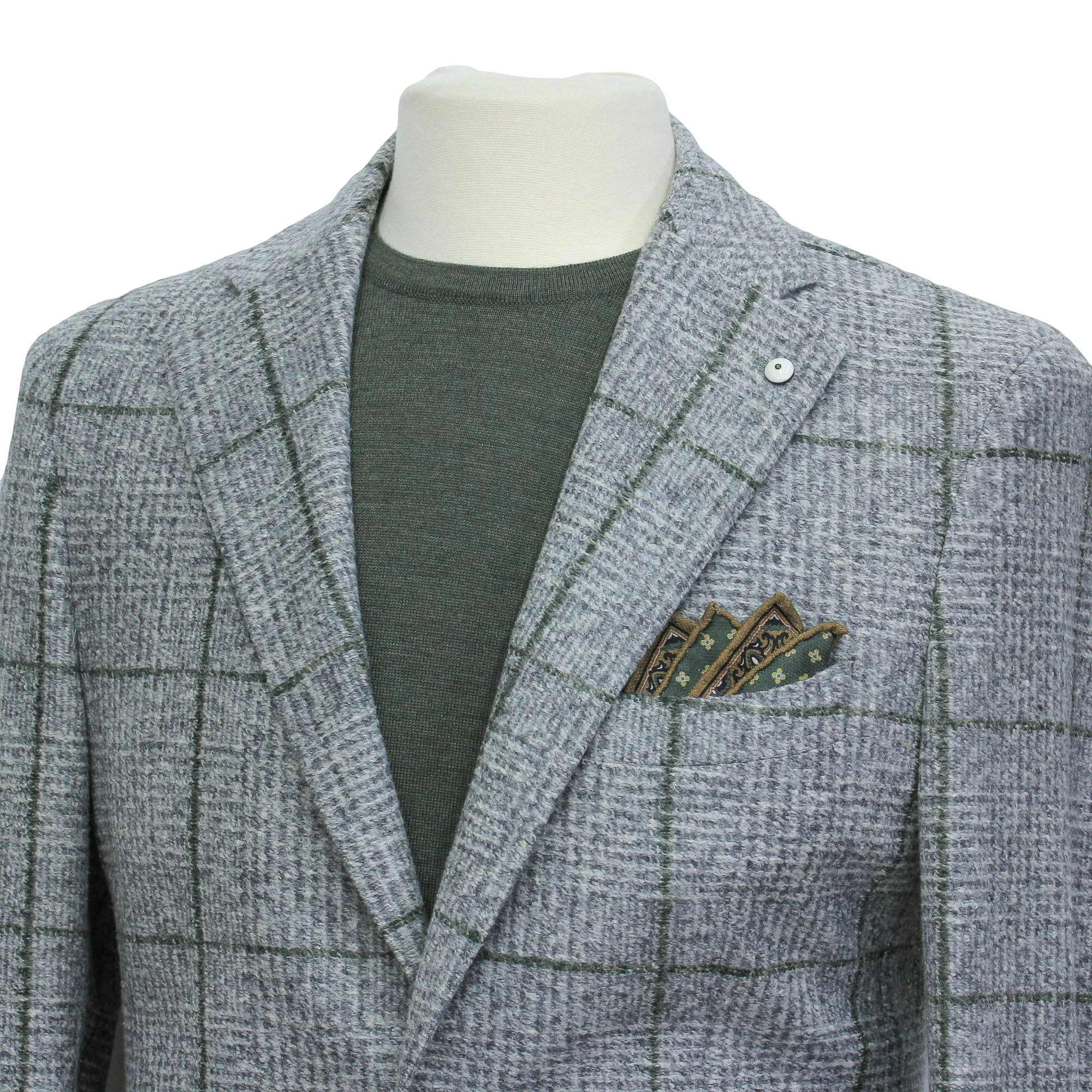 Gray Check Cotton-Wool Unconstructed Contemporary Sport Jacket - L.B.M. 1911