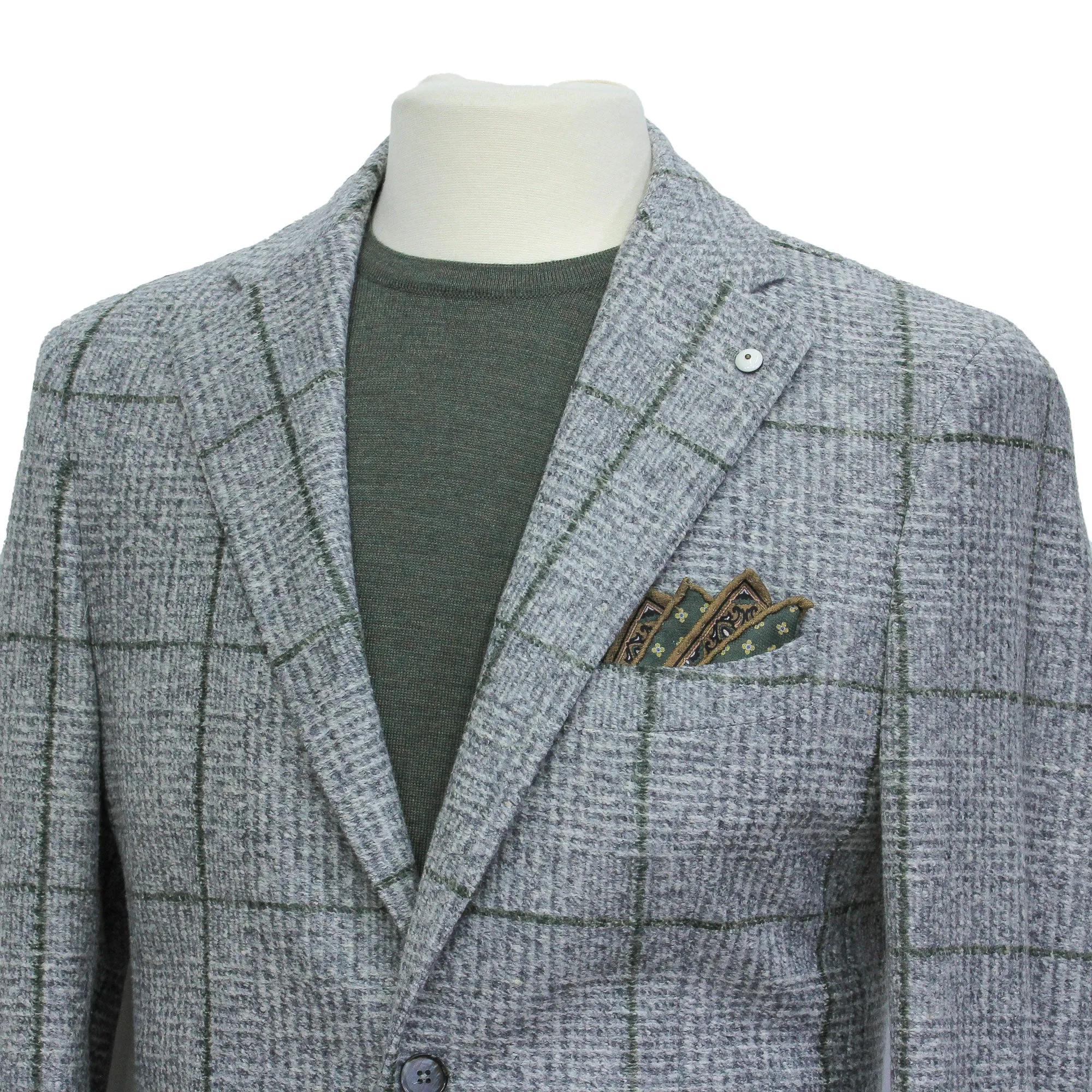 Gray Check Cotton-Wool Unconstructed Contemporary Sport Jacket - L.B.M. 1911