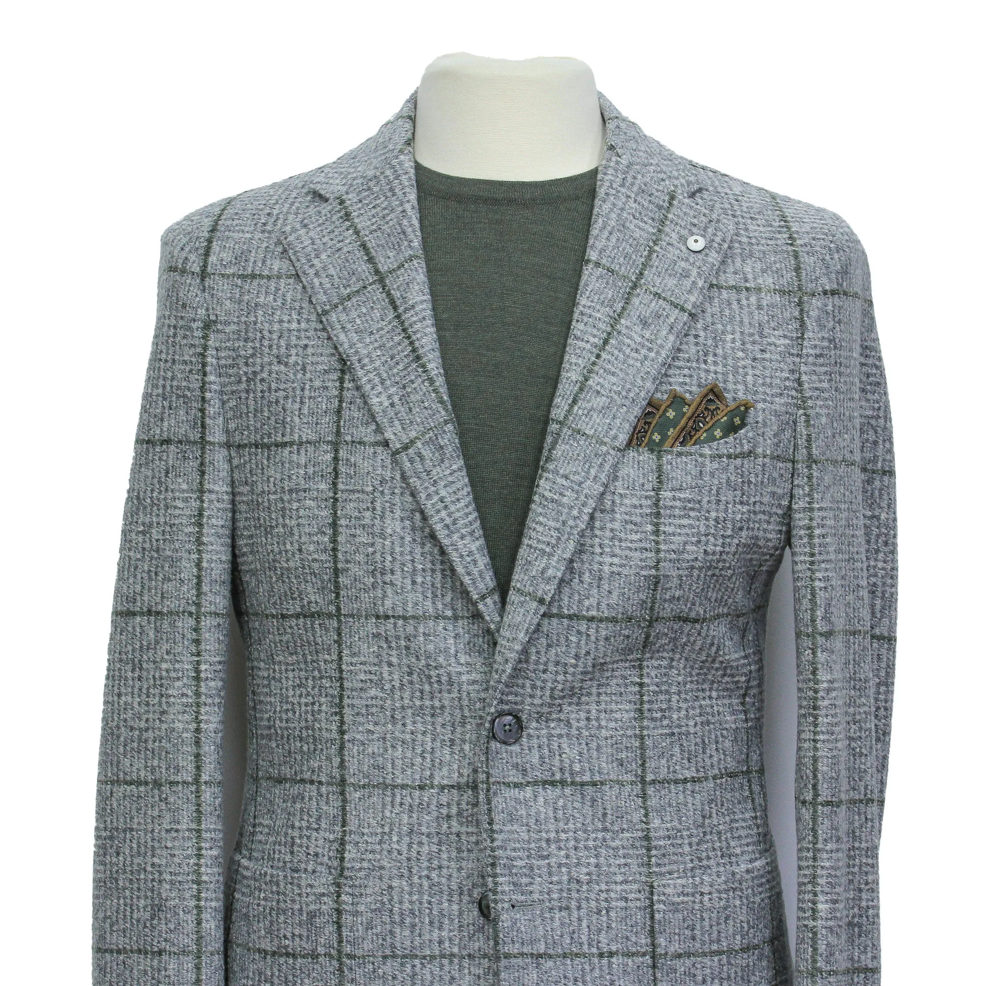 Gray Check Cotton-Wool Unconstructed Contemporary Sport Jacket - L.B.M. 1911