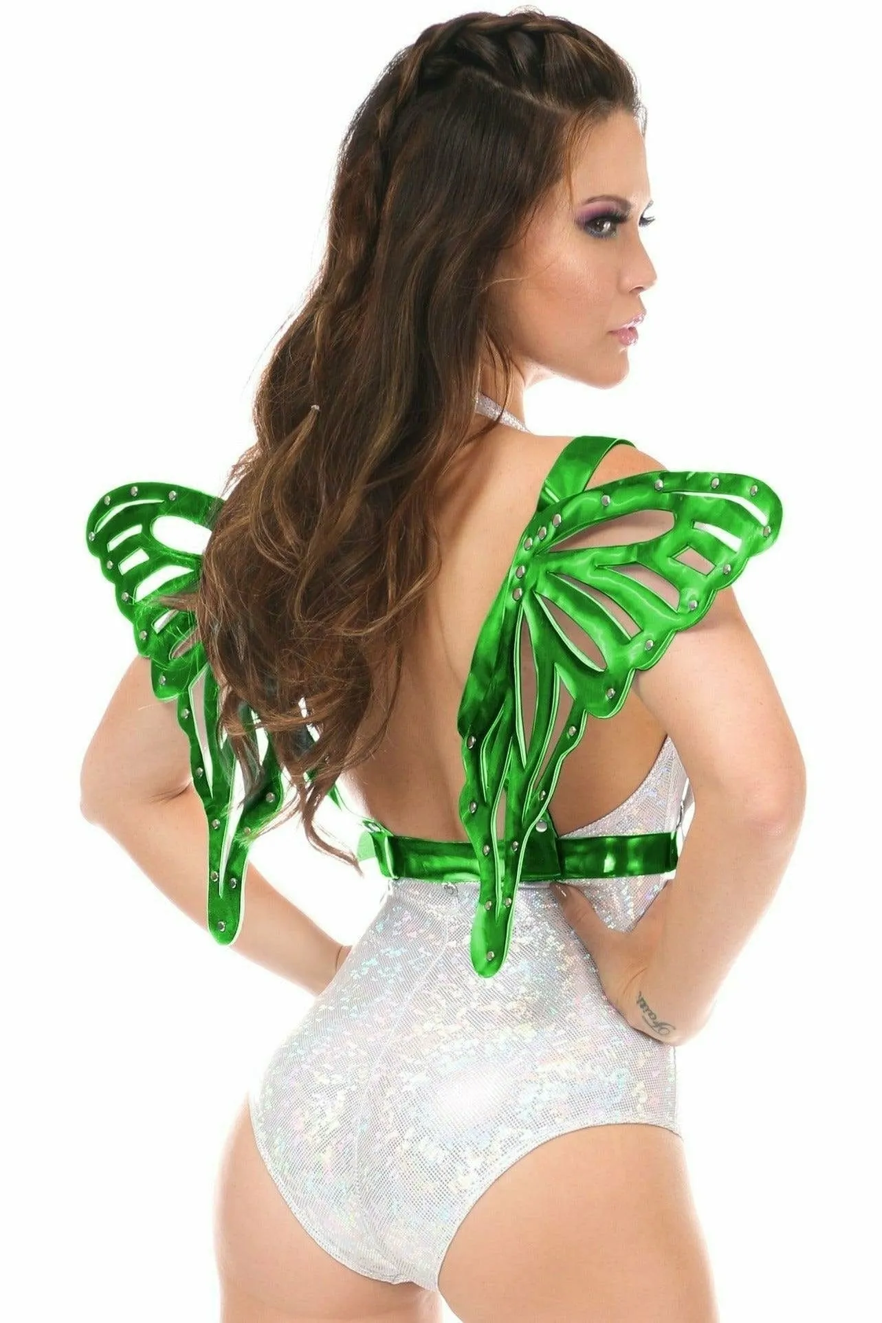 Green Hologram Large Butterfly Wing Body Harness