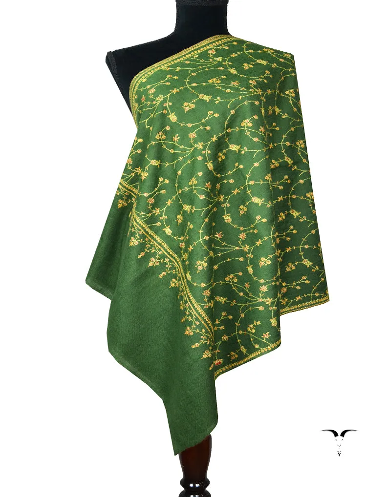 green jaali Embroidery Pashmina Stole 7828