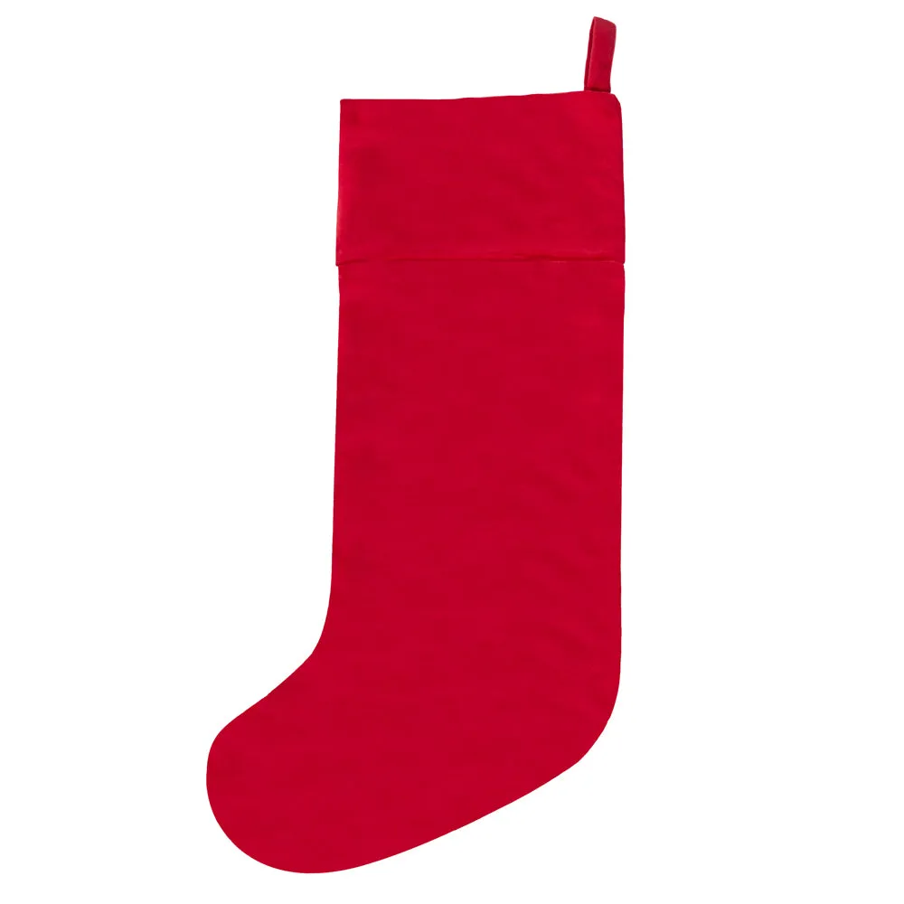 Ho Ho Ho Printed Velvet Xmas Stocking   Sack Red