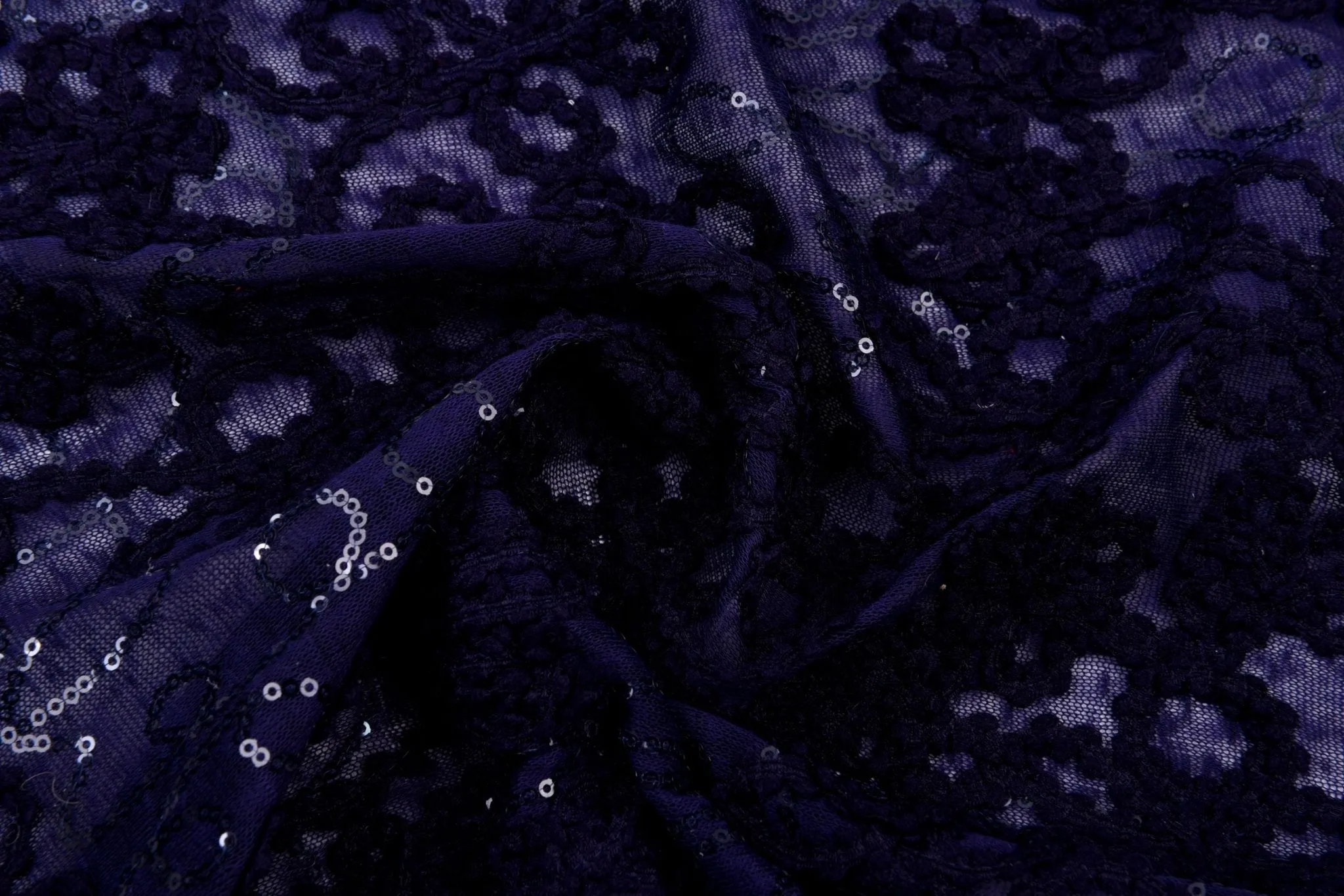 Knit Single Jersey Flamme Cord & Sequine Embroidery Fabric