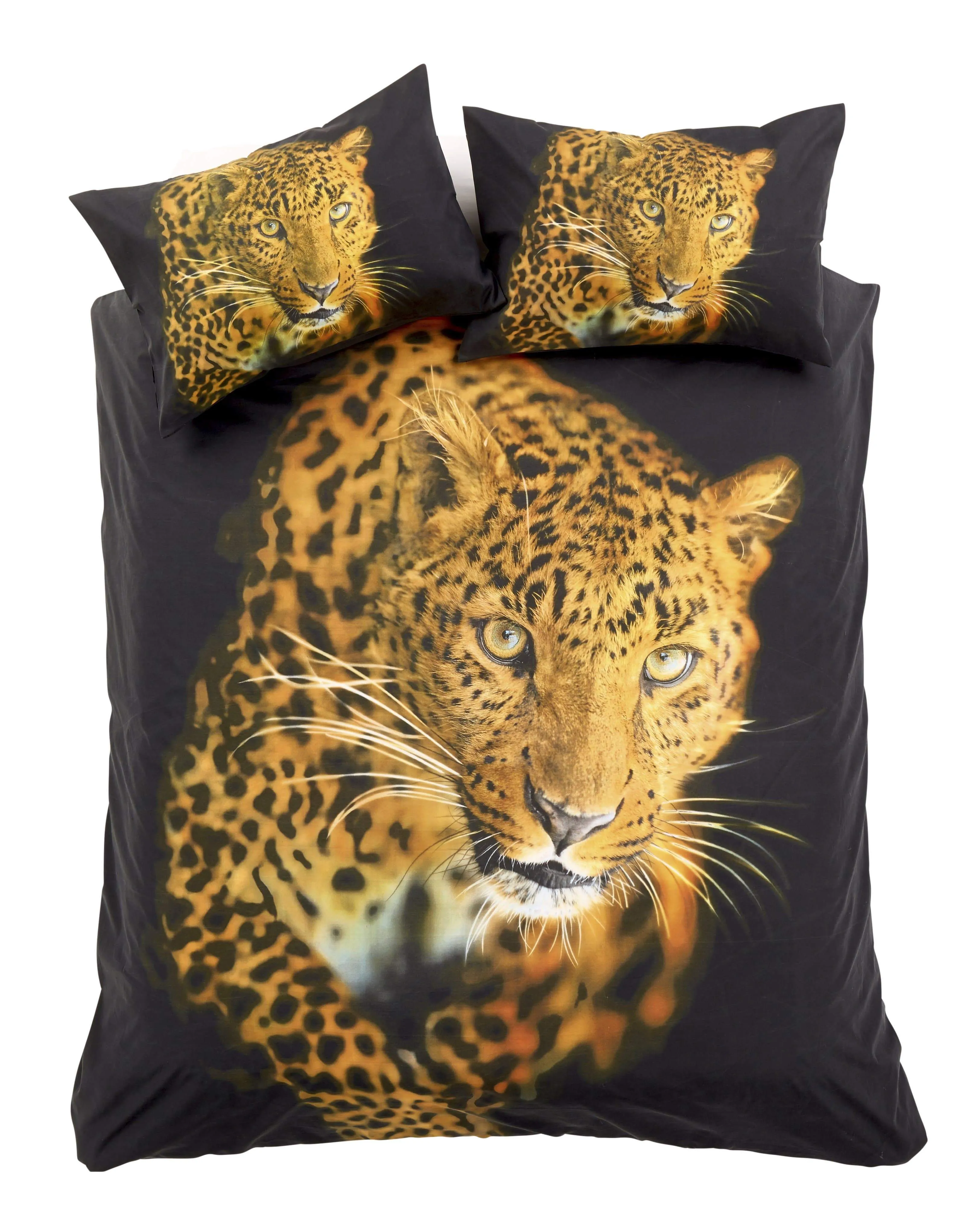 Leopard Print 3D Photo Panel Duvet Set Cotton Rich OEKO-TEX Certified Bedding in Single Double King Sizes by OLIVIA ROCCO