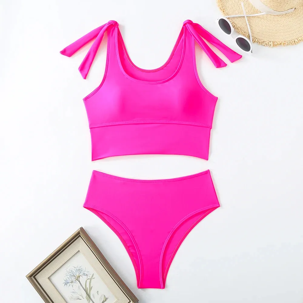 LVSANW 2024 Two Piece String Bikini Hollow Out High Waist Swimwear Female Swimsuit Women Bathers Bathing Swimming Suit Beachwear Summer