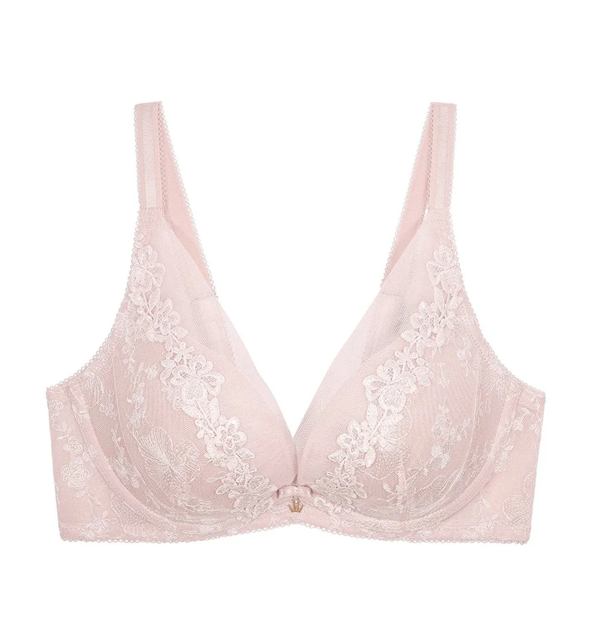 MALLOW EMBROIDERY NON-WIRED PUSH UP DEEP V BRA