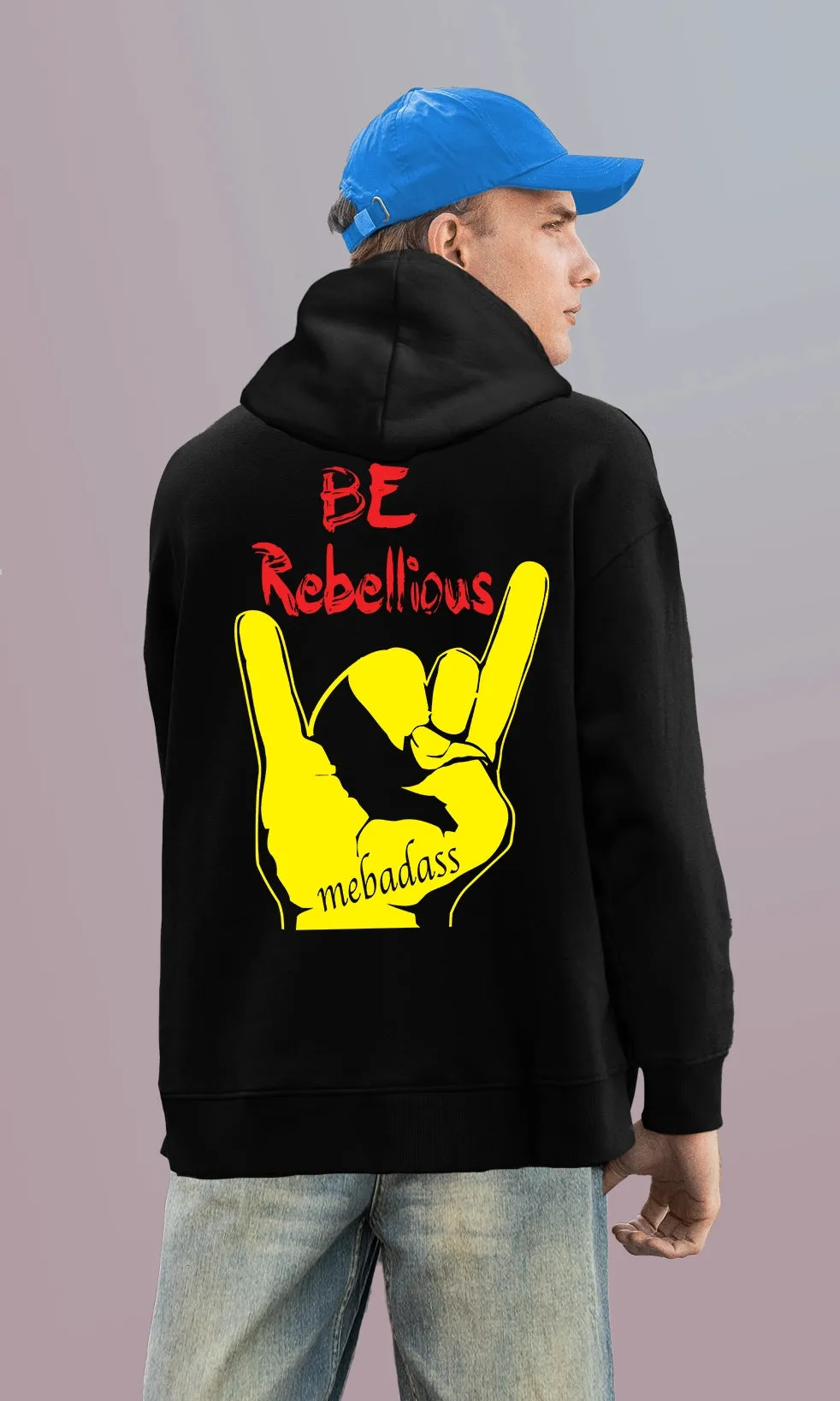 Mebadass Men's Printed Oversized Hoodie - Fearless Rebellious