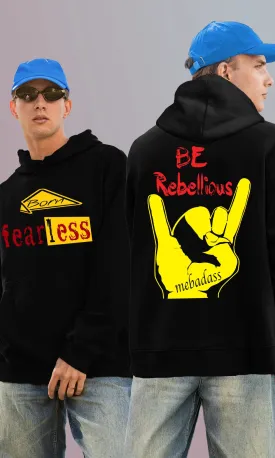 Mebadass Men's Printed Oversized Hoodie - Fearless Rebellious