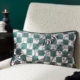 Mythos Checkerboard Cushion Green/Natural