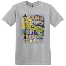 New Orleans Mardi Gras Sport Grey Full Chest Print Short Sleeve Tee Shirt