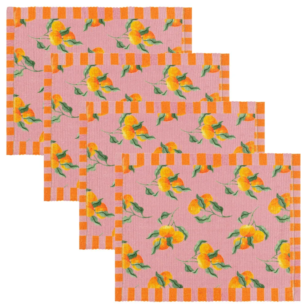 Oranges Set of 4 Indoor/Outdoor Placemats Pink