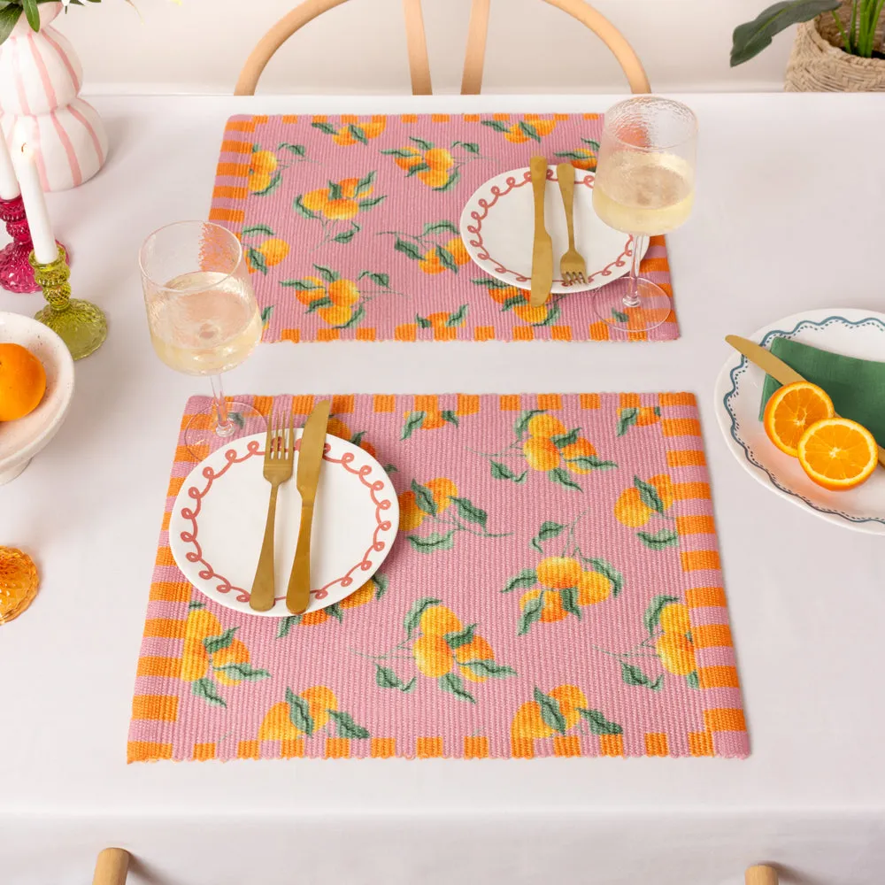 Oranges Set of 4 Indoor/Outdoor Placemats Pink