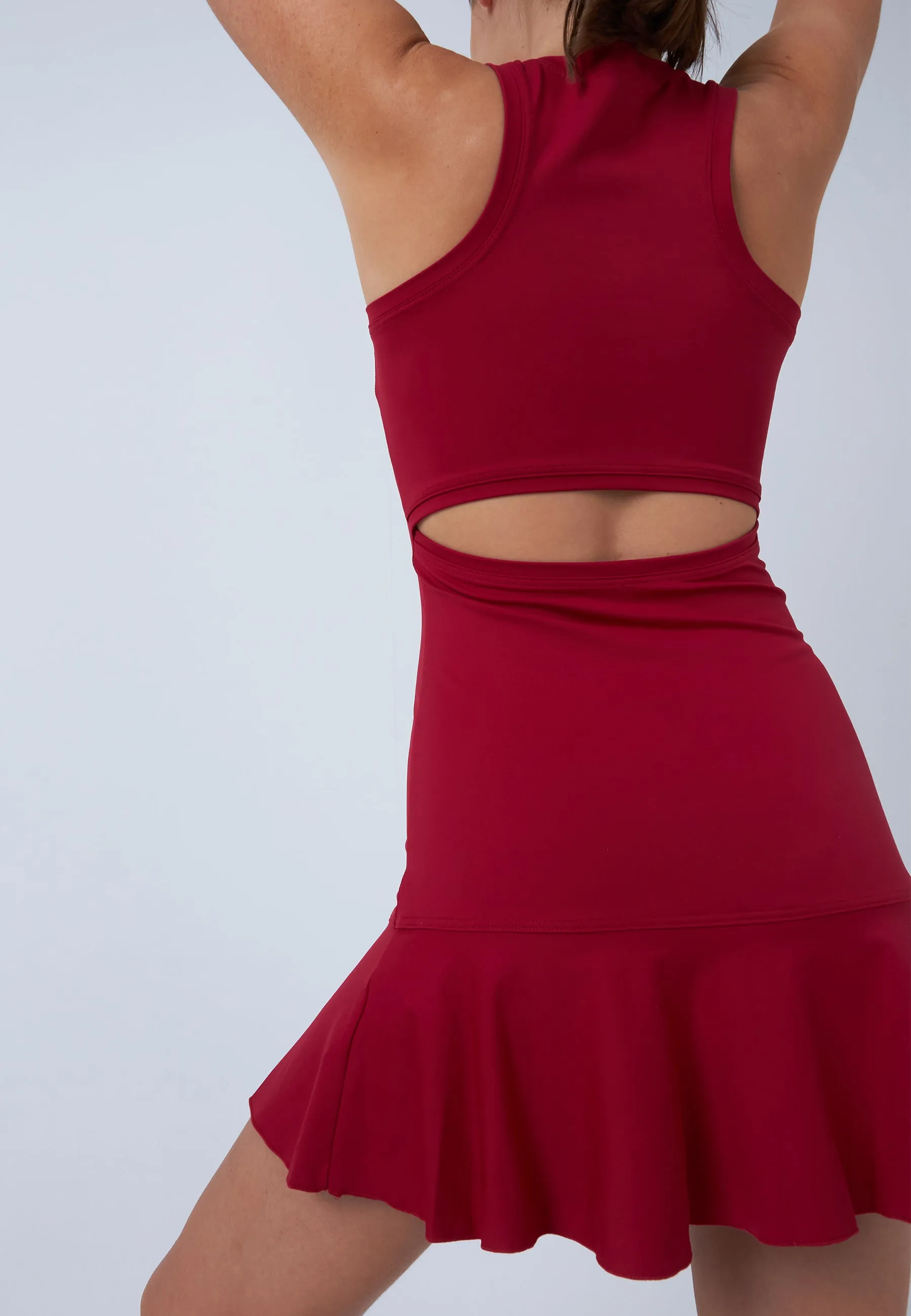 Performance Tennis Dress, burgundy red