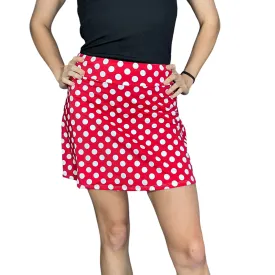 Red and White Polka Dot Athletic Slim Golf Skort