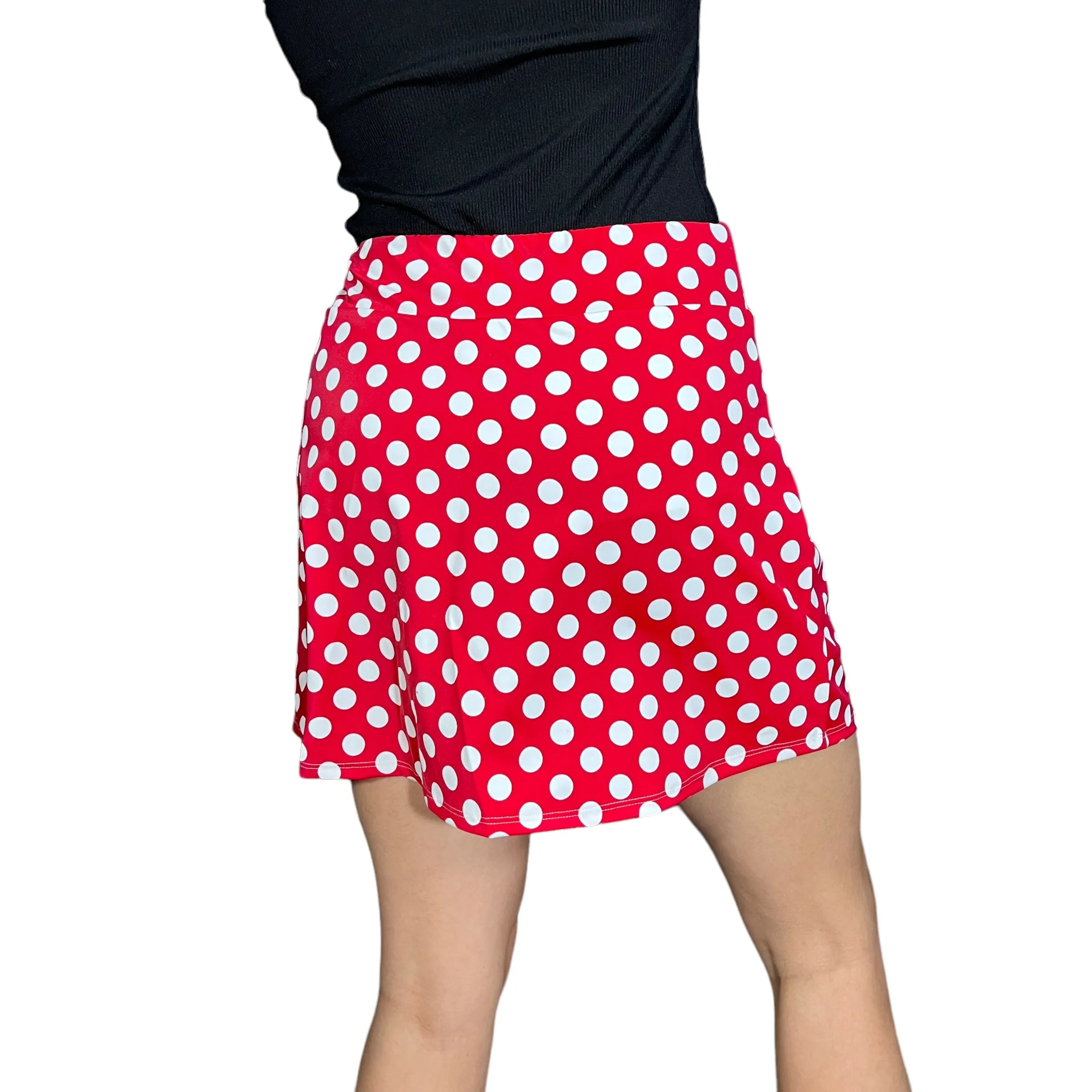 Red and White Polka Dot Athletic Slim Golf Skort