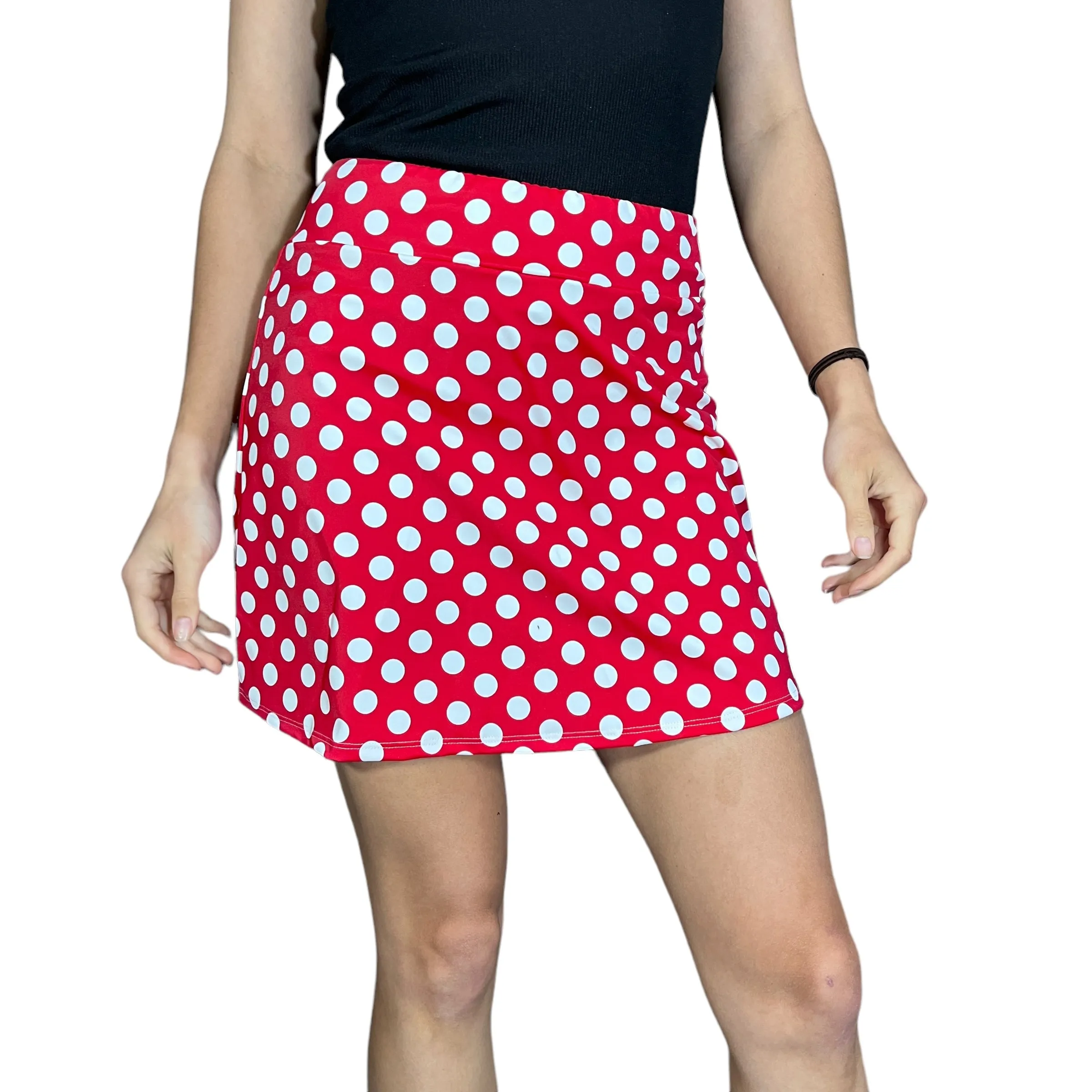 Red and White Polka Dot Athletic Slim Golf Skort