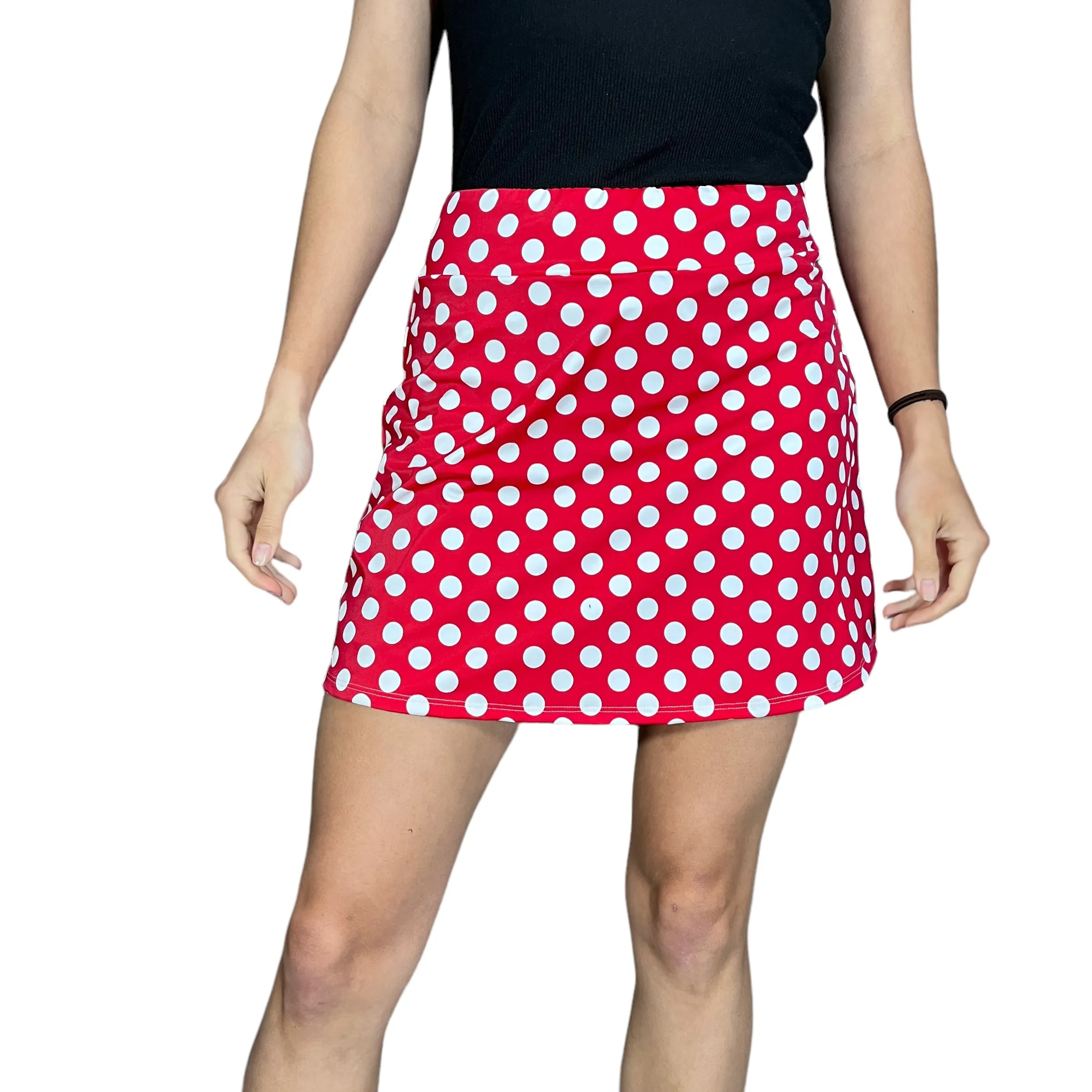 Red and White Polka Dot Athletic Slim Golf Skort