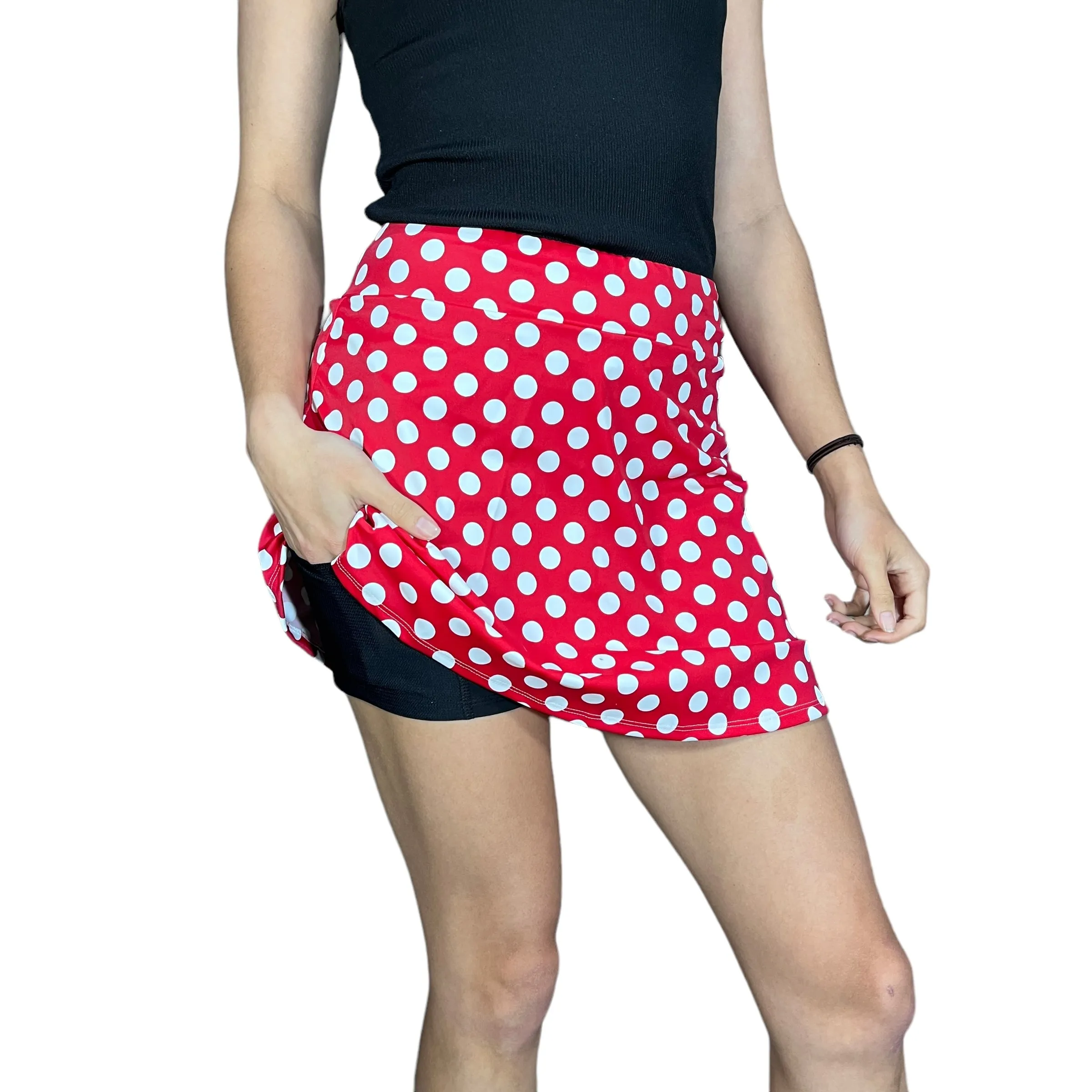 Red and White Polka Dot Athletic Slim Golf Skort