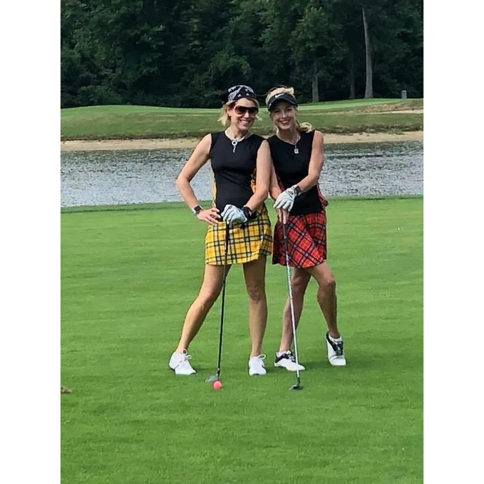 Red Plaid Athletic Skirt w/ built in compression shorts and pockets