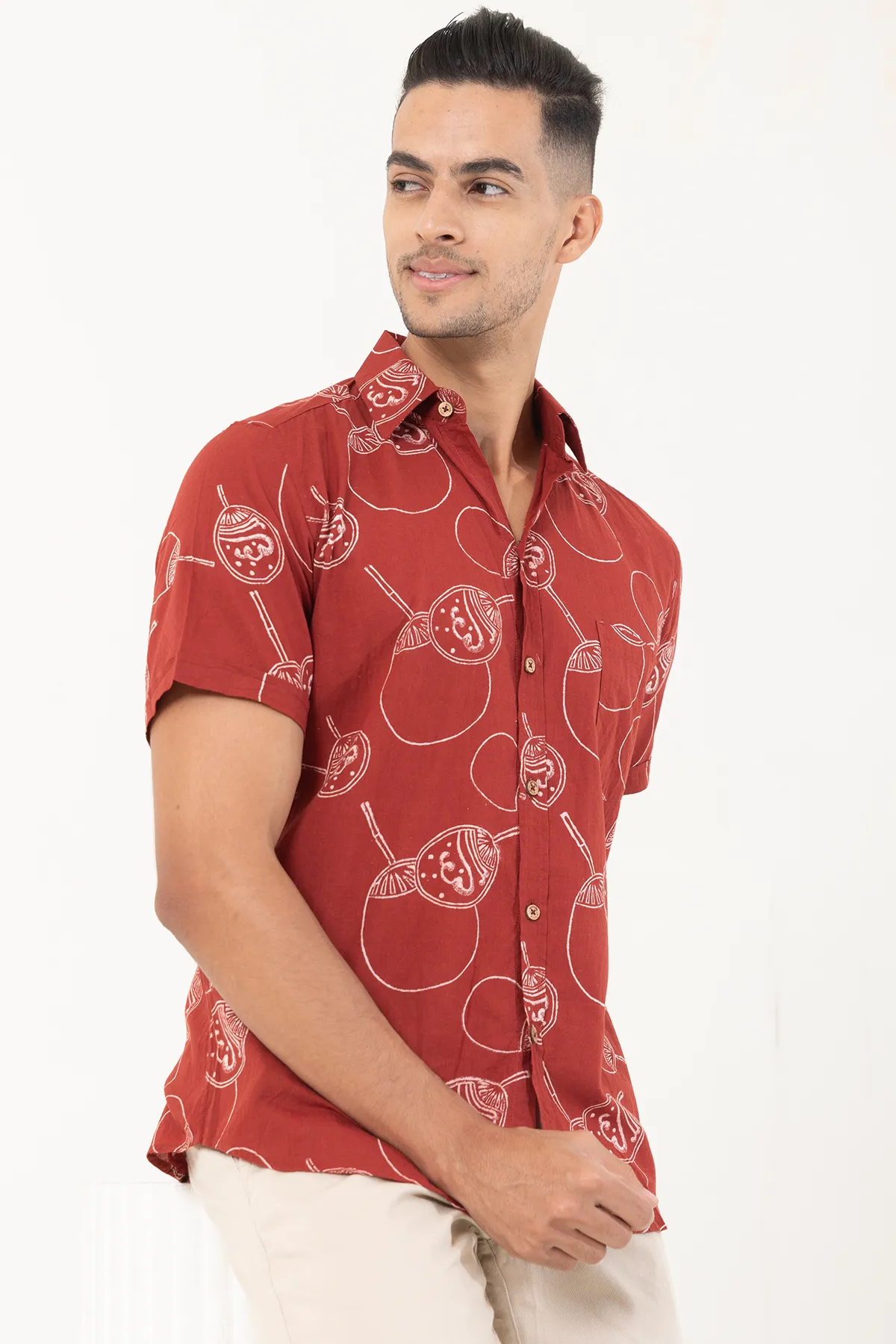 Red Rings cotton shirt half sleeves | Style Matters