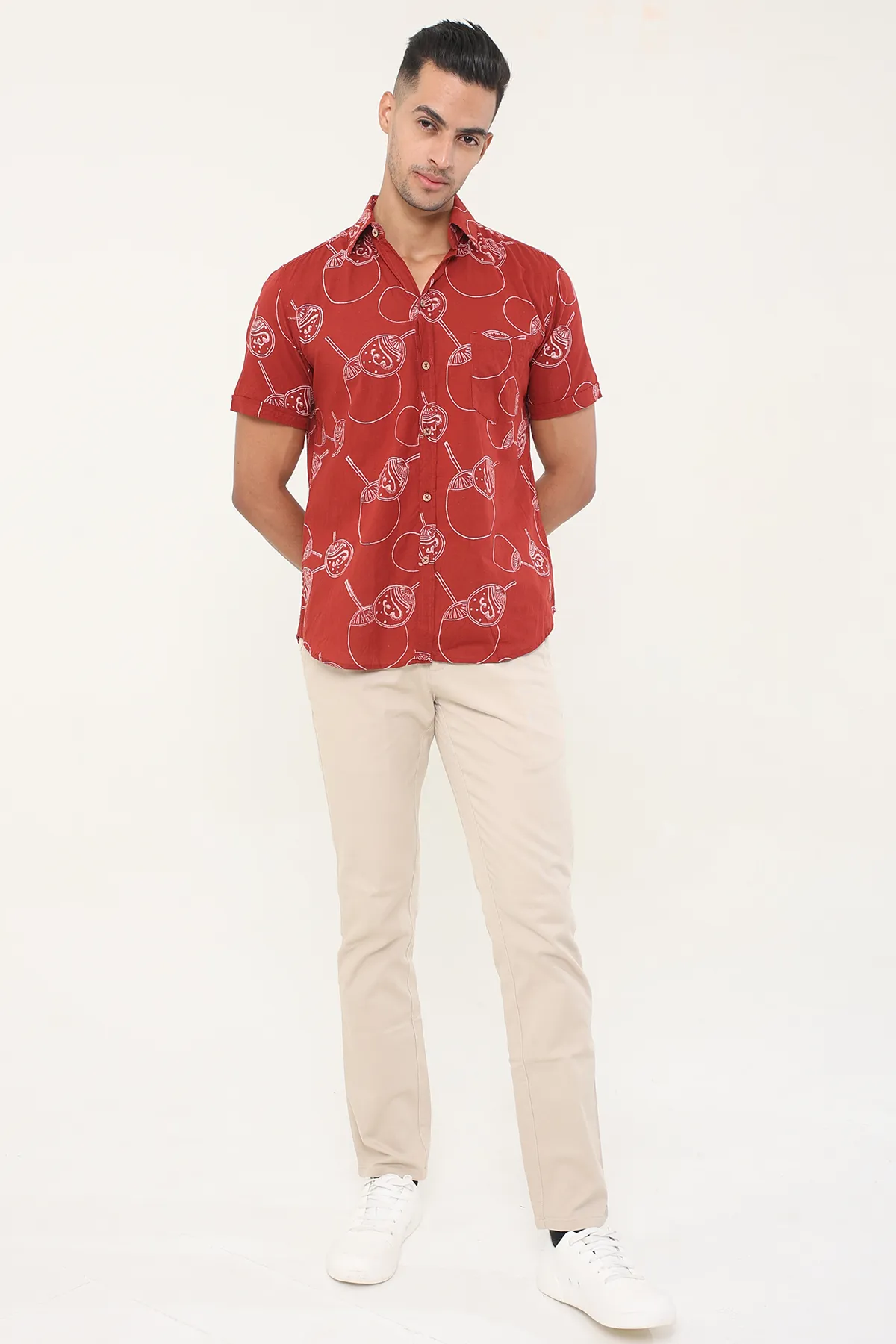 Red Rings cotton shirt half sleeves | Style Matters