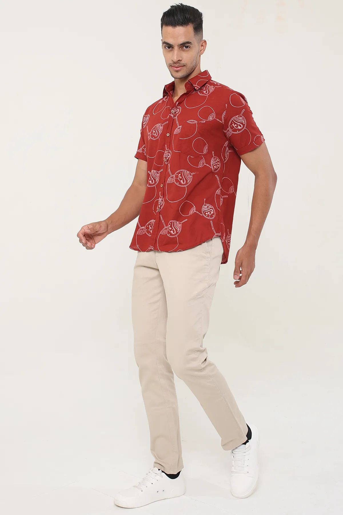 Red Rings cotton shirt half sleeves | Style Matters