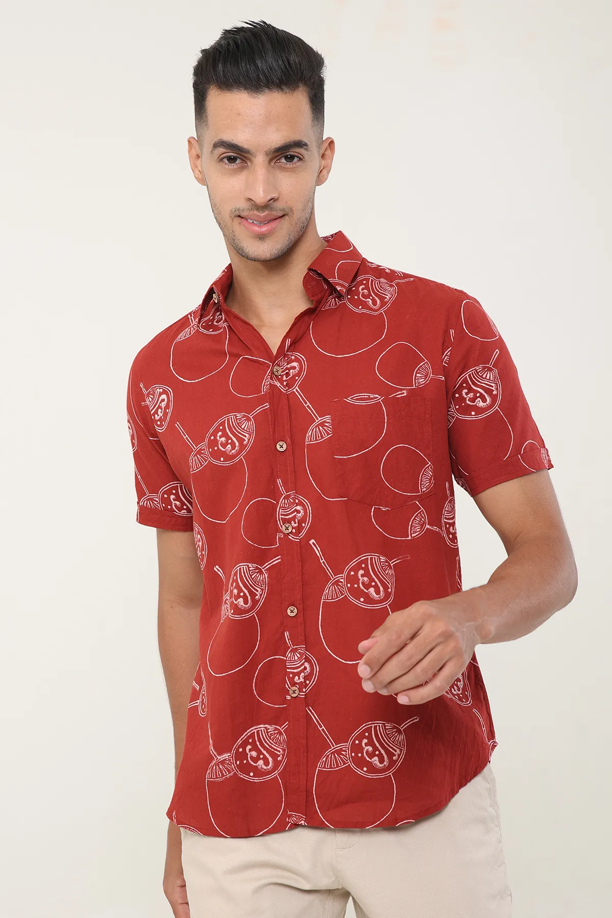 Red Rings cotton shirt half sleeves | Style Matters