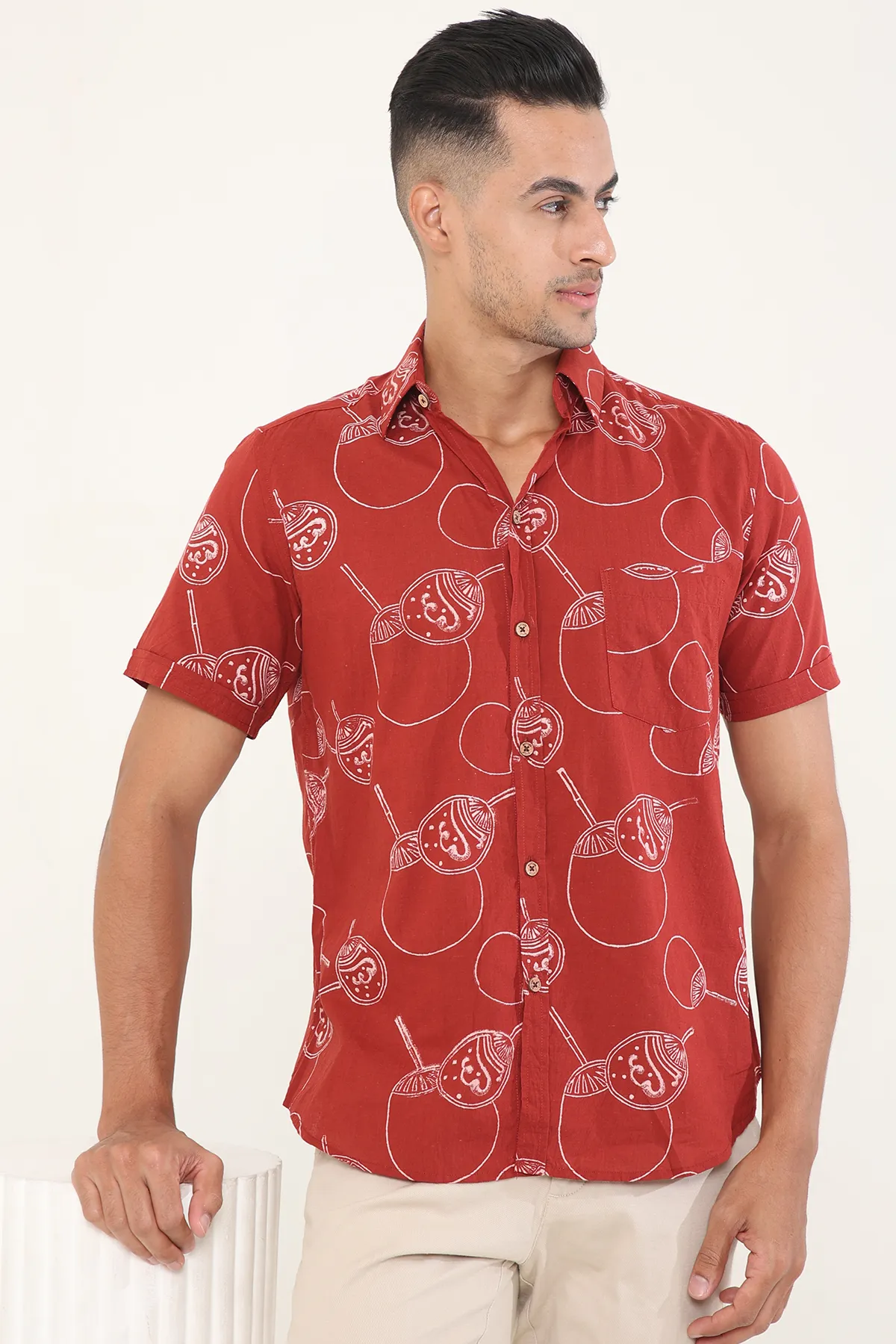 Red Rings cotton shirt half sleeves | Style Matters