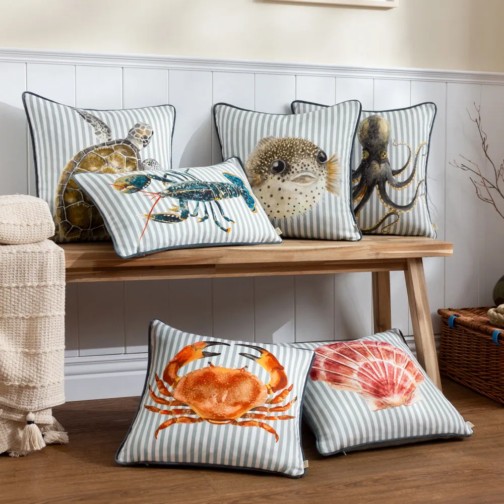 Salcombe Scallop Piped Cushion Multicolour