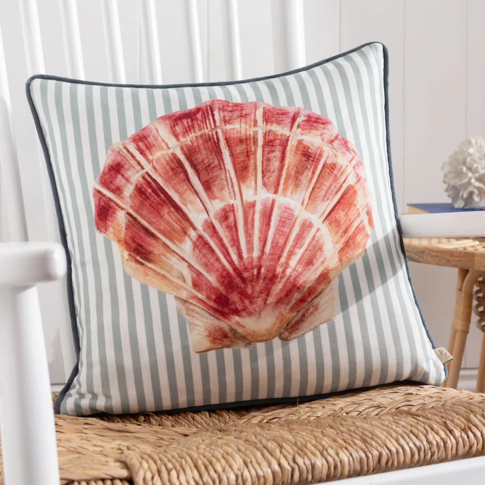 Salcombe Scallop Piped Cushion Multicolour