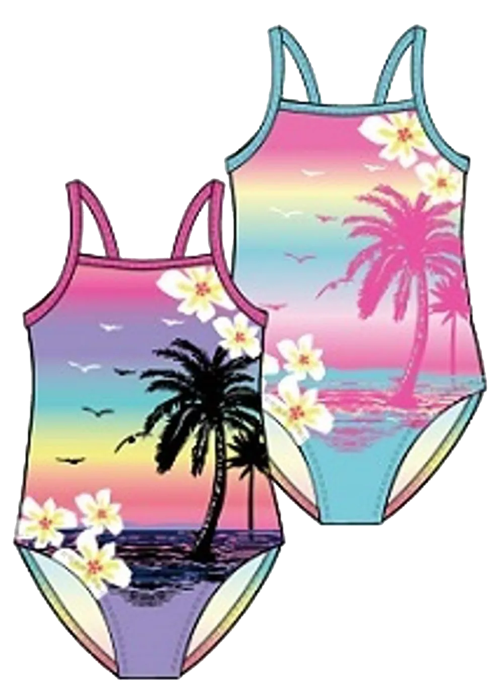 Swimwear Girls Sz 7-16 Sunset Tropics Swimsuit, Size 7-16