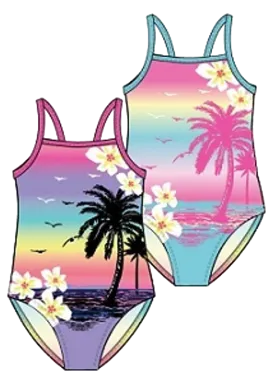 Swimwear Girls Sz 7-16 Sunset Tropics Swimsuit, Size 7-16