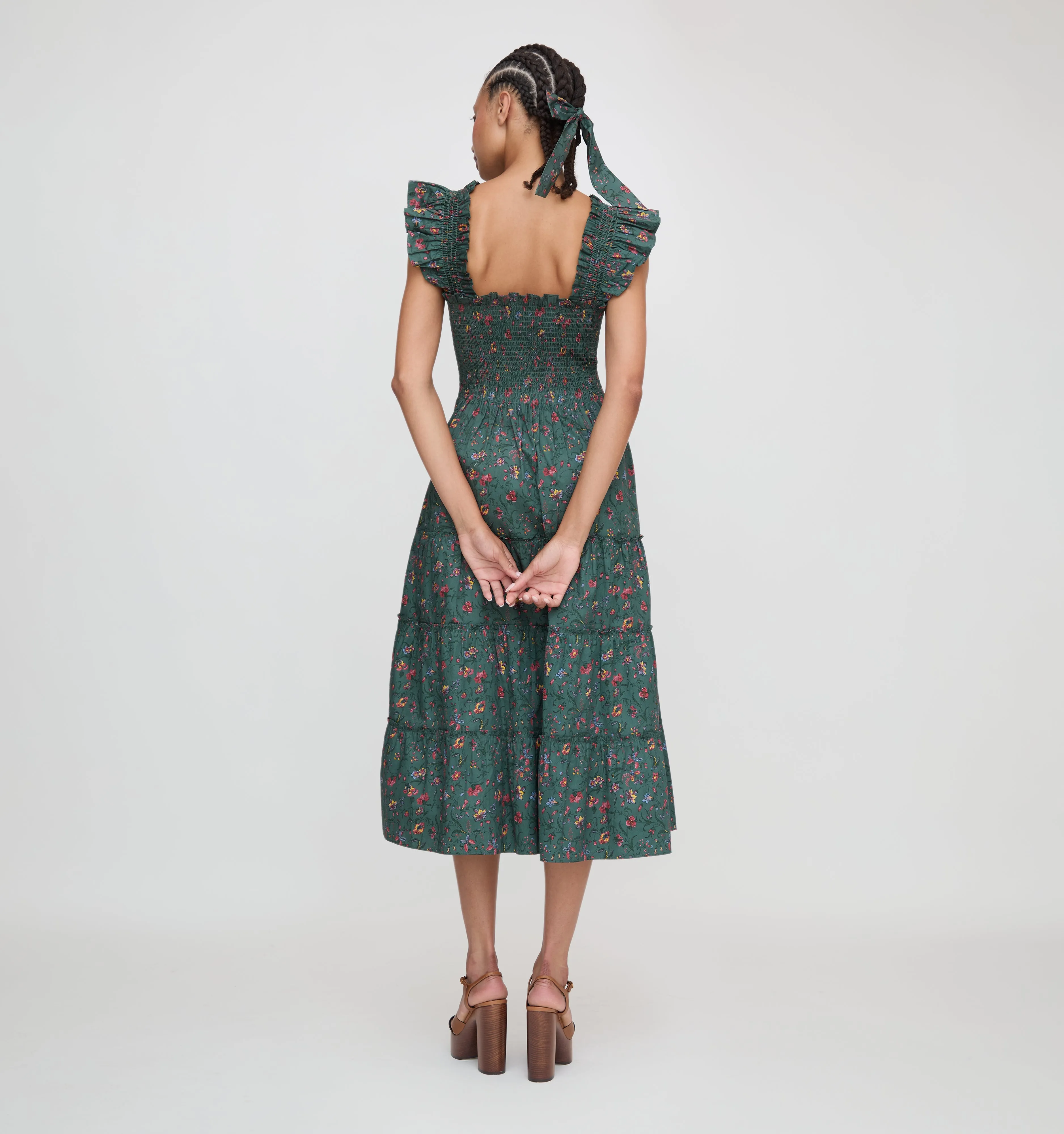 The Ellie Nap Dress - Bottle Green Fleur Chintz