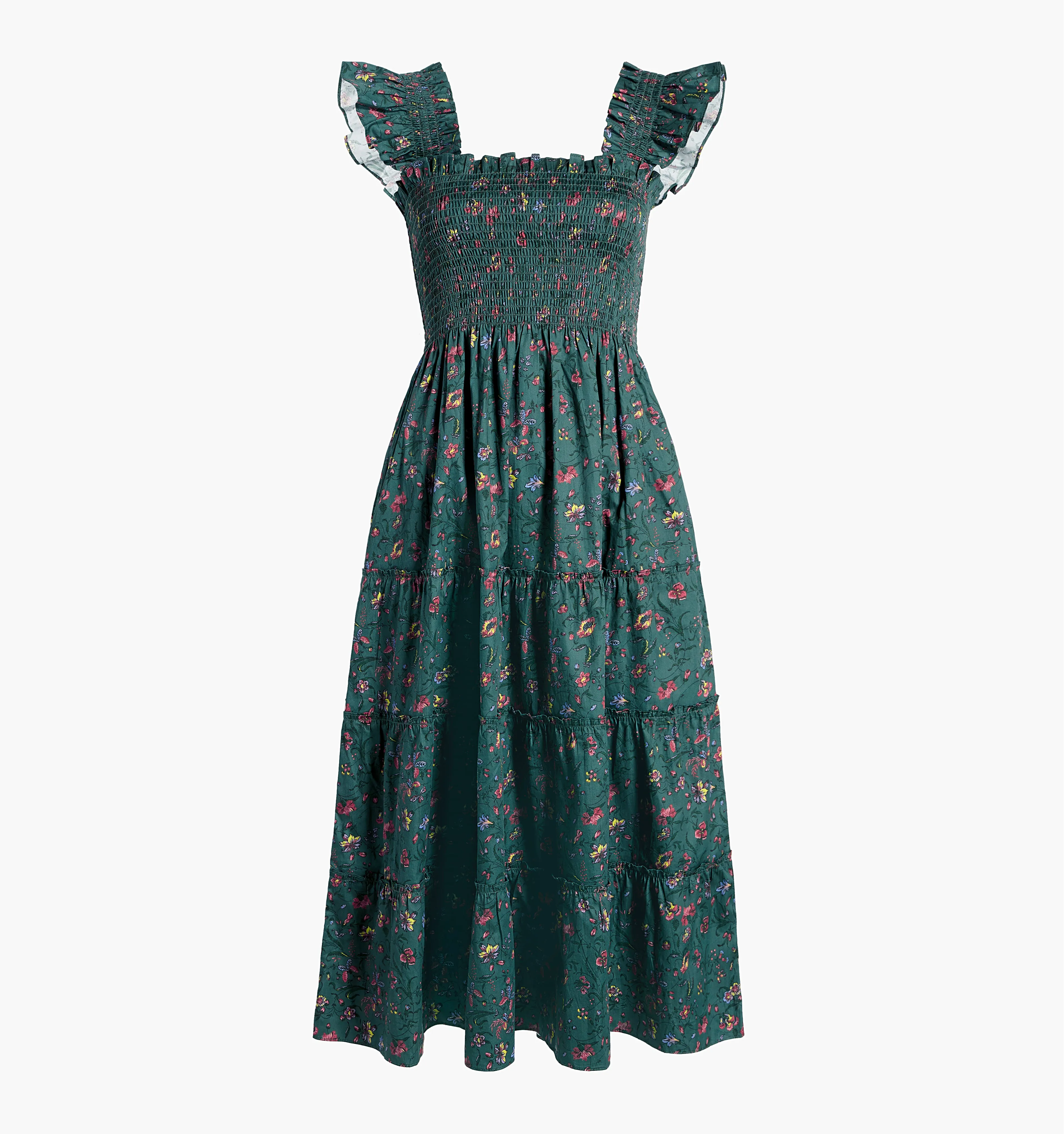 The Ellie Nap Dress - Bottle Green Fleur Chintz