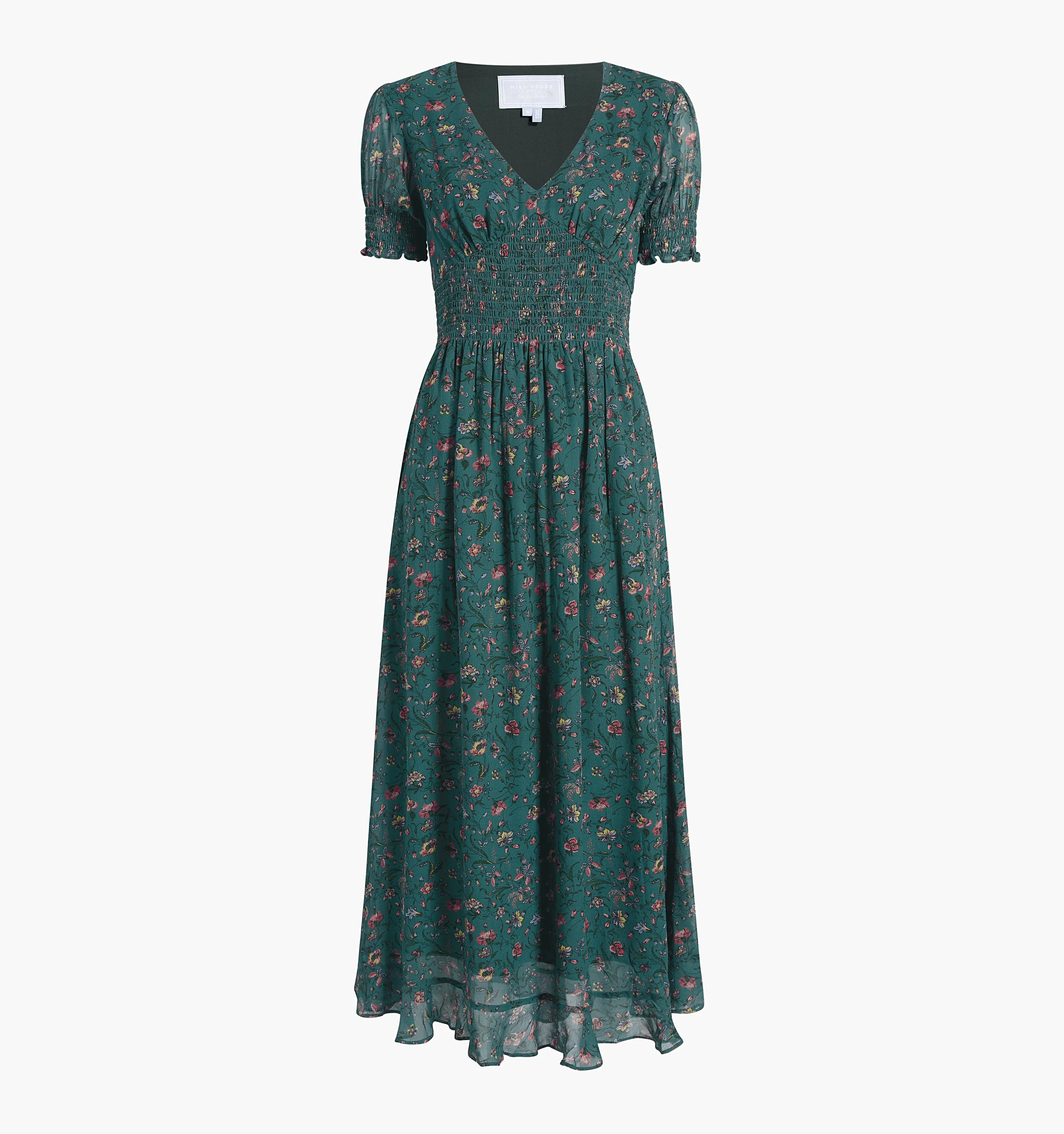 The Georgia Nap Dress - Bottle Green Fleur Chintz