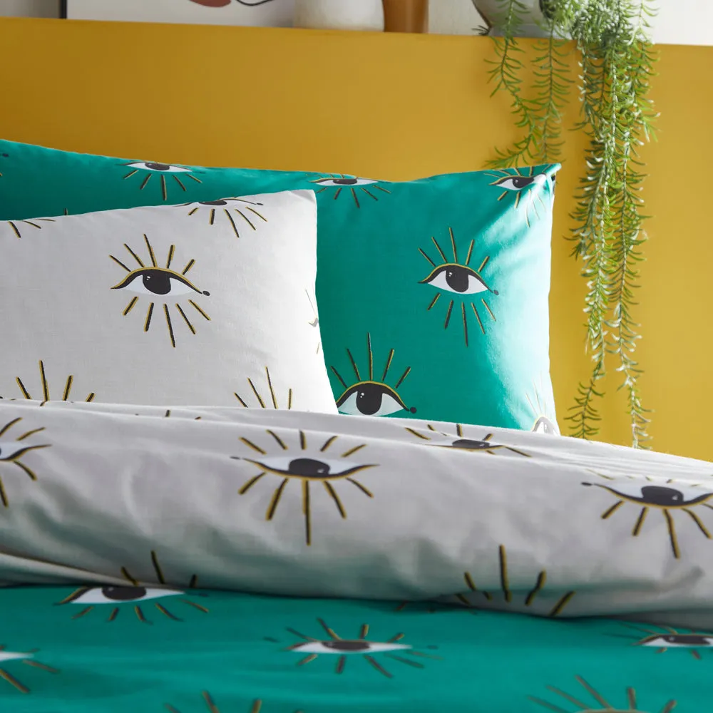 Theia Abstract Eye Duvet Cover Set Jade