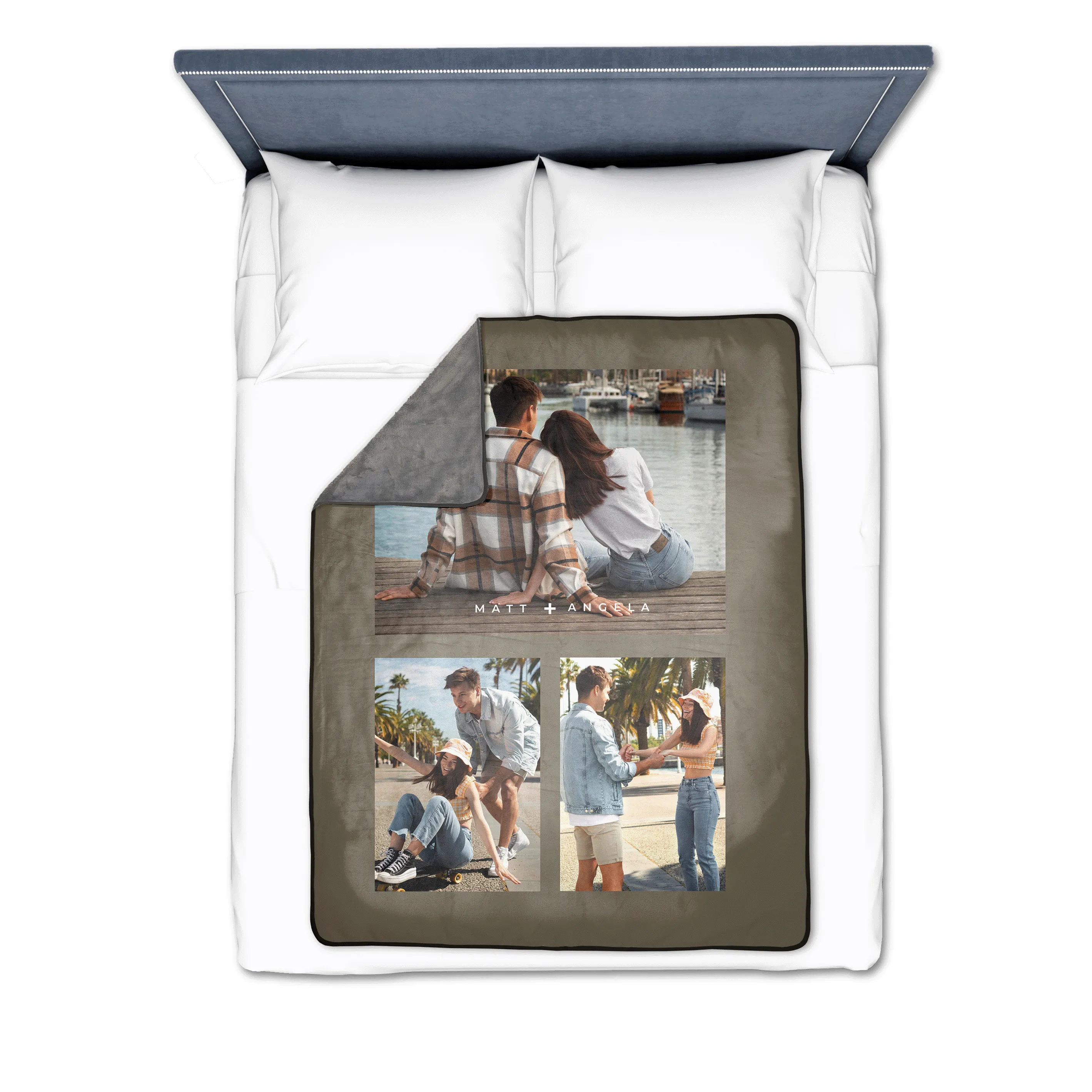 Three Photo Gallery with Text Premium Fleece Photo Blanket