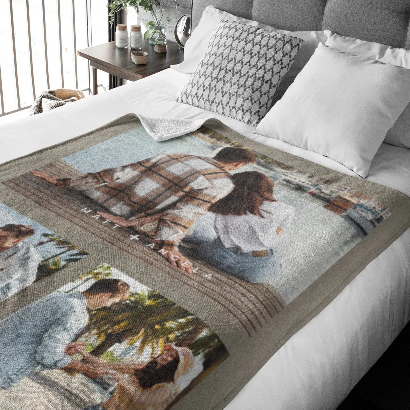 Three Photo Gallery with Text Premium Fleece Photo Blanket