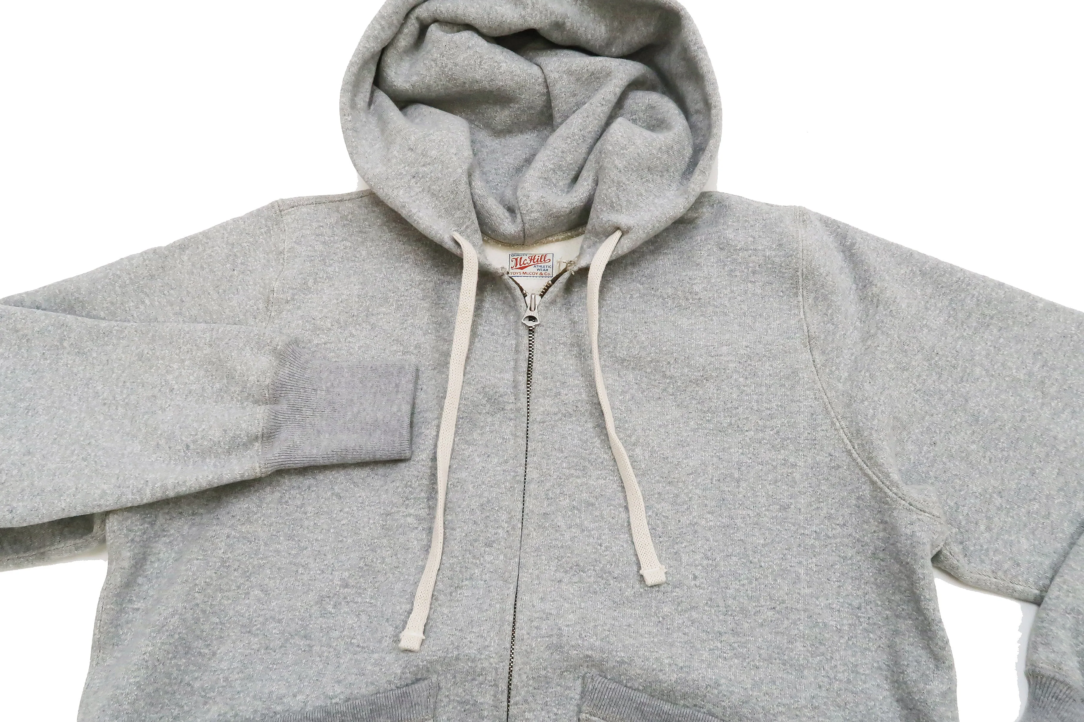 TOYS McCOY Plain Zip-Up Hoodie Men's Vintage Inspired Solid Zip Hooded Sweatshirt TMC2468 020 Gray