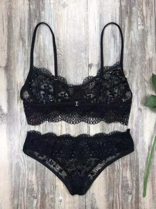 Women's Elegant Lace Bra And Pants Lingerie Set