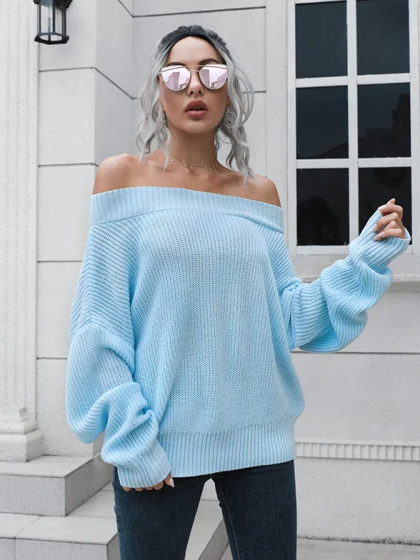 Women's Off The Shoulder Ribbed Loose Fit Jumper