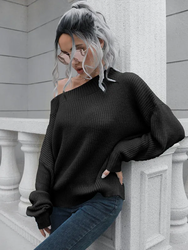 Women's Off The Shoulder Ribbed Loose Fit Jumper